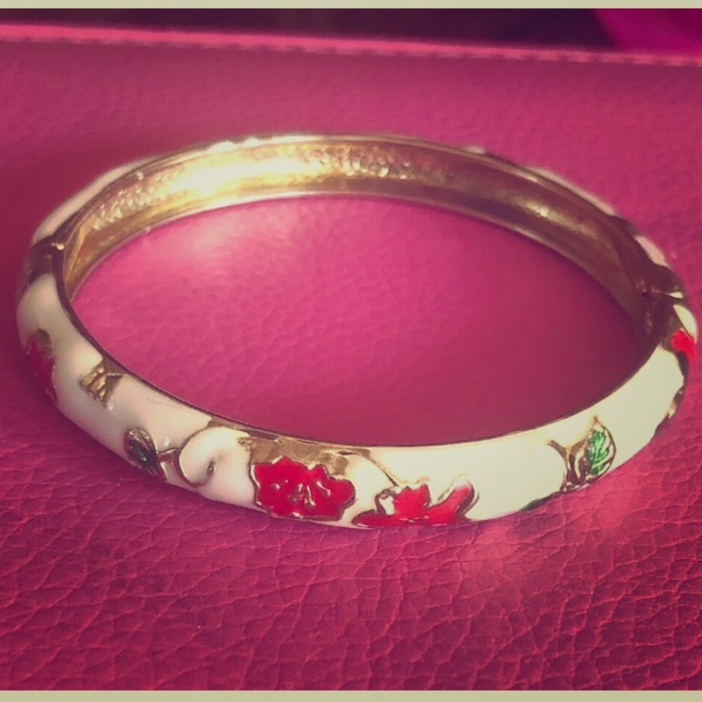 Christmas Red, White And Green Enamel Bangle